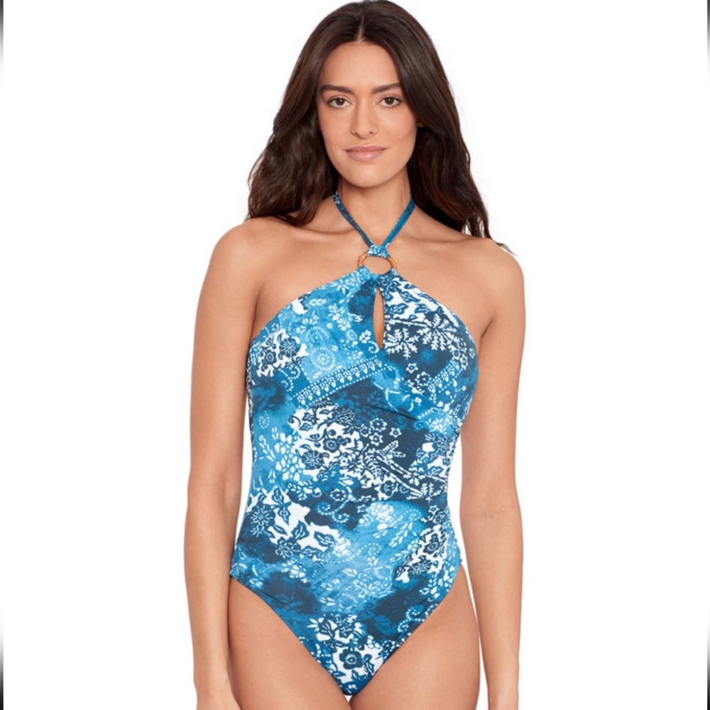 RALPH LAUREN WOMEN'S RING HALTER SWIMSUIT SIZE 10 NWT
